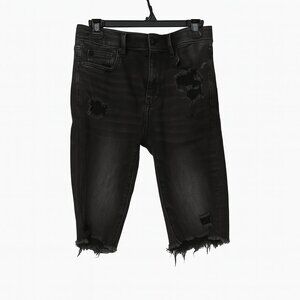 American Eagle Outfitters Super Hi‑Rise Biker Black Distressed Shorts Size 4